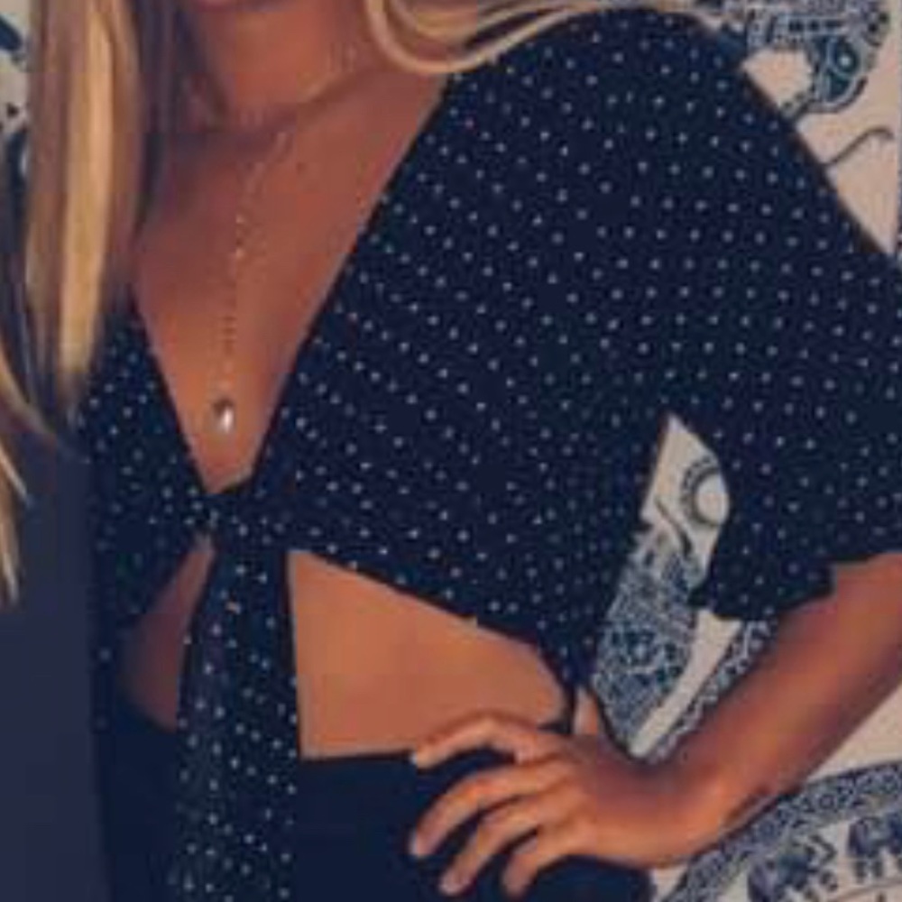 Trendy cute Tie Polka Dot Crop Top